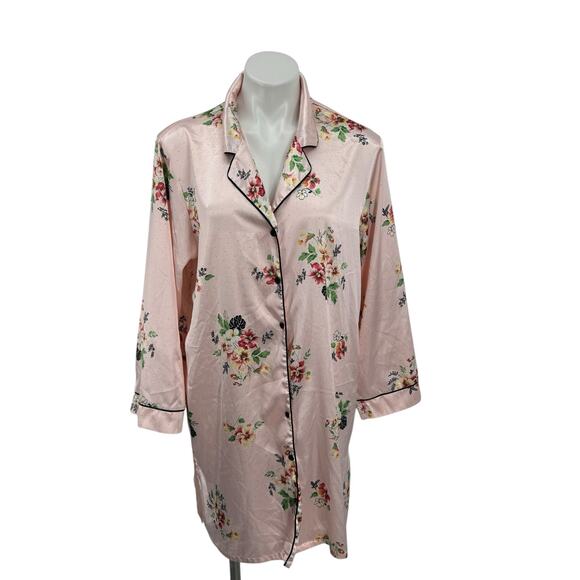Oscar de la Renta Pink Label Sleepwear Top M Pink Women's Floral Comfort Elegant - Picture 1 of 12